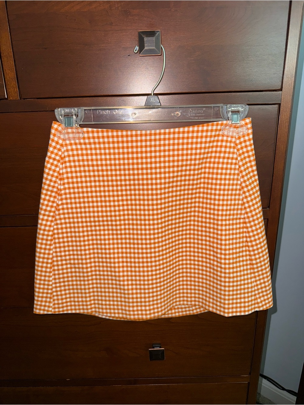 Urban Outfitters Orange Gingham A-Line Mini Skirt